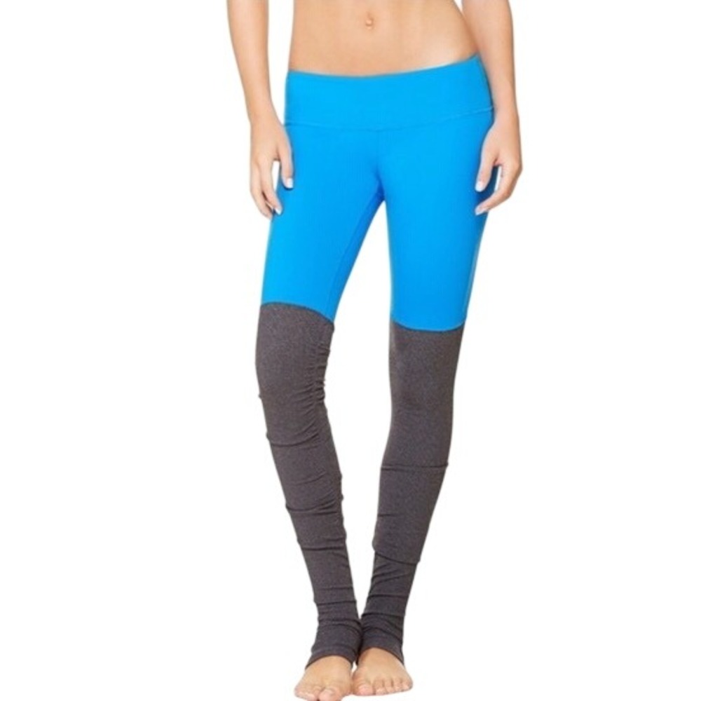Alo Yoga Goddess Leggings Electric Blue Gray Ribbed Leg Warmer Yoga Pant Small